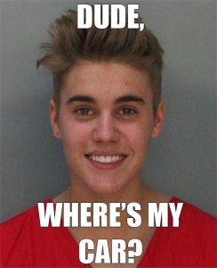 Fun meme of Justin Bieber mugshot
